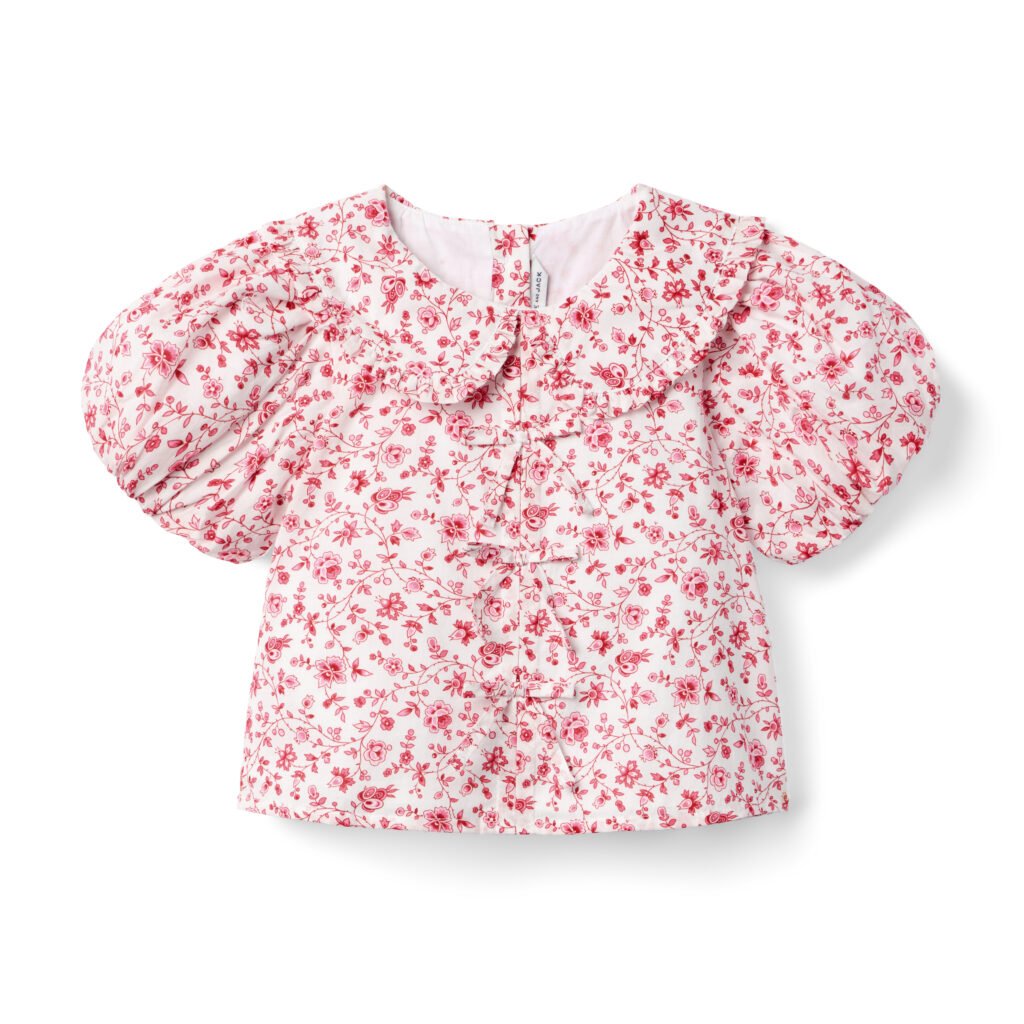 Ditsy Floral Bow Collared Top